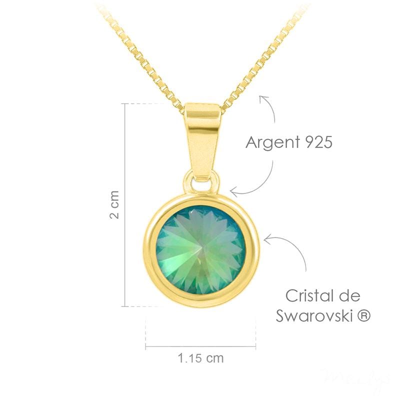 24K Gold Swarovski Crystal Aquamarine Necklace