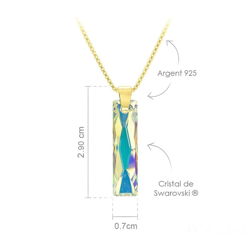 24K Gold Cut Swarovski Crystal Baguette Necklace 