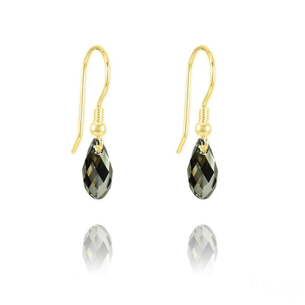 24K Gold Green Swarovski Crystal Teardrop Earrings