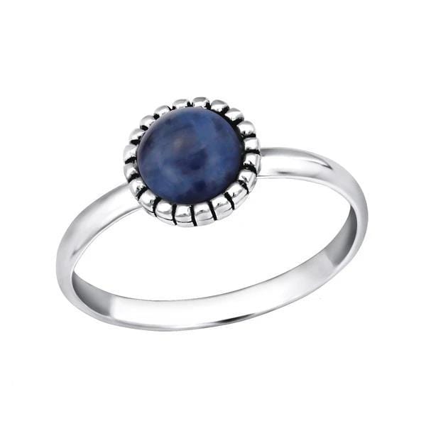 Silver Round Midi Ring with Sodalite