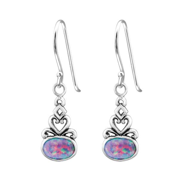Silver Multi Lavender Opal Drop Earrings