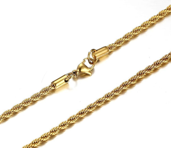 Stainless Steel Gold Rop Chain Necklace