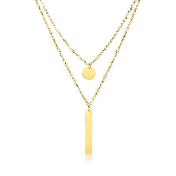 Stainless Steel Gold Bar Necklace