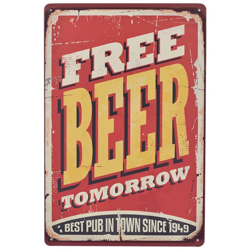 Free Beer Tomorrow  Tin Sign Poster