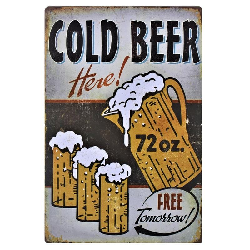 Cold Beer Here Tin Sign Poster