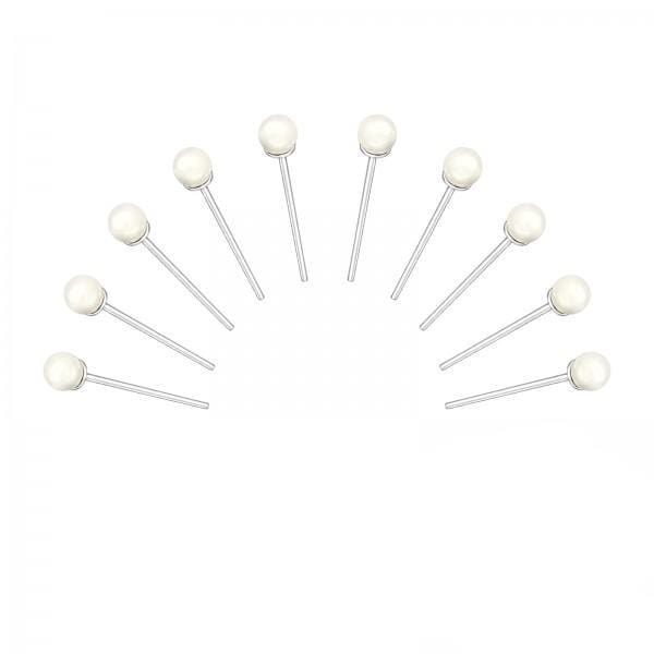 Set of 10 2mm Pearl Bend Nose Studs