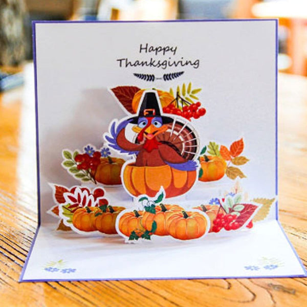 Turkey Pumpkin Pop Up Thanks Giving Greeting Card