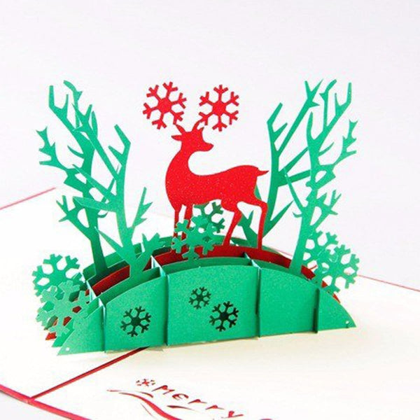 Deer Merry Christmas Card Pop Up Greeting Card