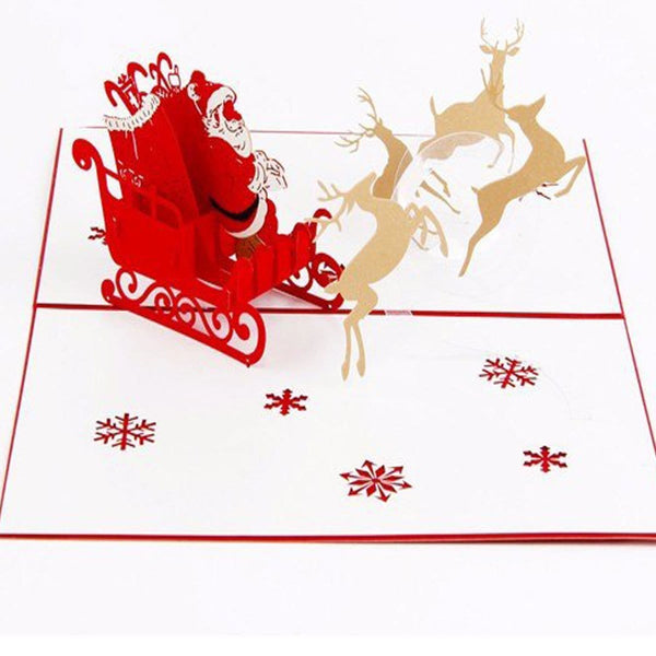 Flying Santa Ride Pop Up Greeting Card