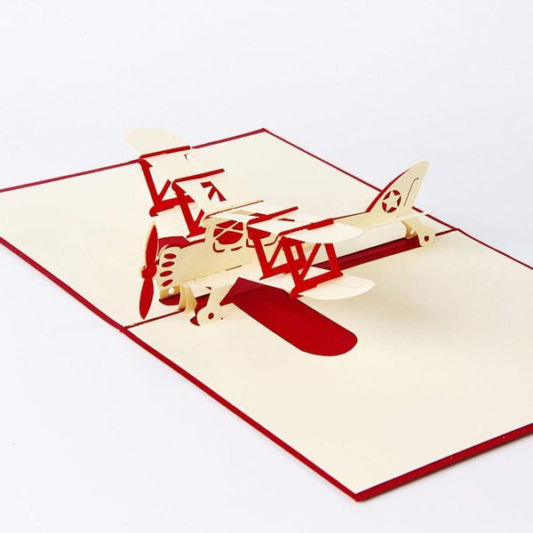 3D Pop Up Airplane Greeting Card -Red
