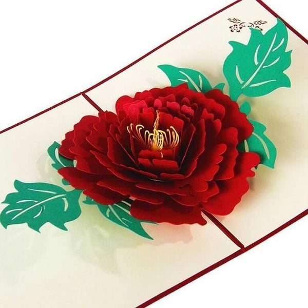 3D Pop Up Handmade Rose Love Card Greeting  Red