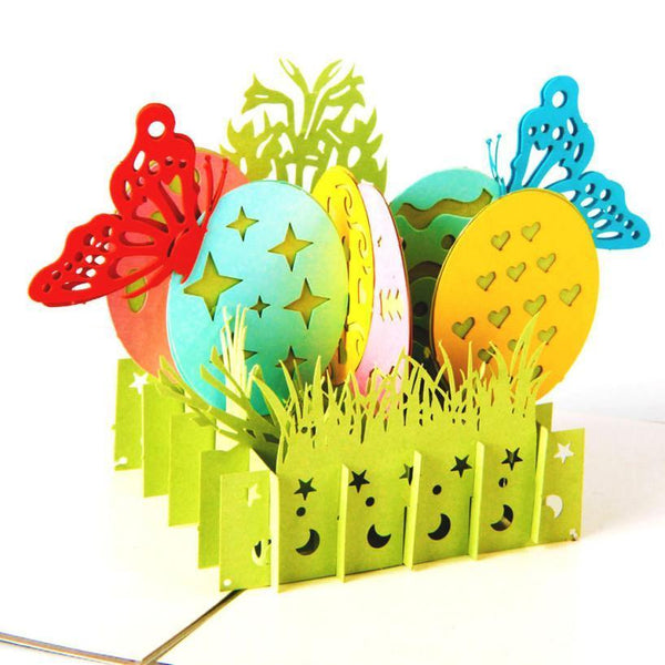 3d POP Butterfly Moon Star , Easter Eggs Greeting Card