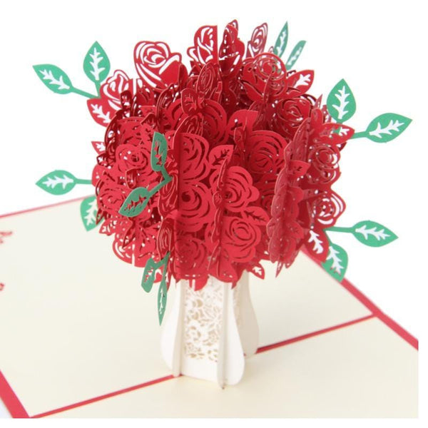 3d Pop Up Rose Bouquet Greeting Card