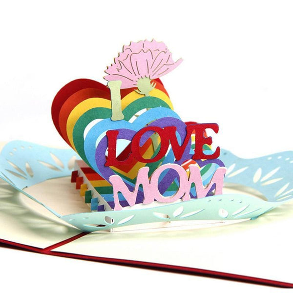 Handmade 3D Pop Up I Love Mum Greeting Card