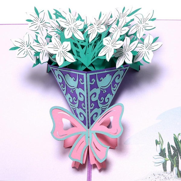 3D Pop Up Jasmine Flower Bouquet Greeting Card