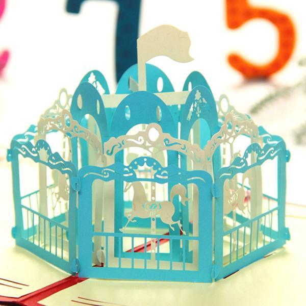 Cute Merry Go Round Pop up Greeting Card