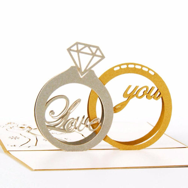 3D Pop up Diamond Ring Engagement Greeting Card