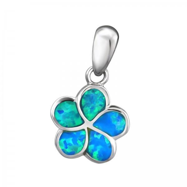 Silver Flower  Opal  Pendant