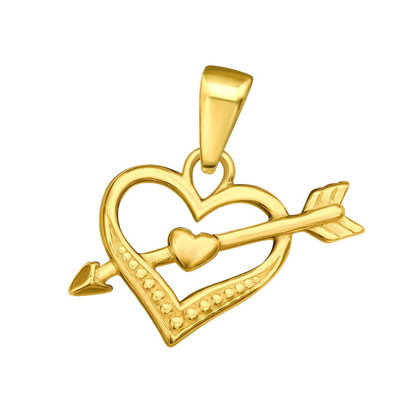 Gold Heart Arrow Pendant
