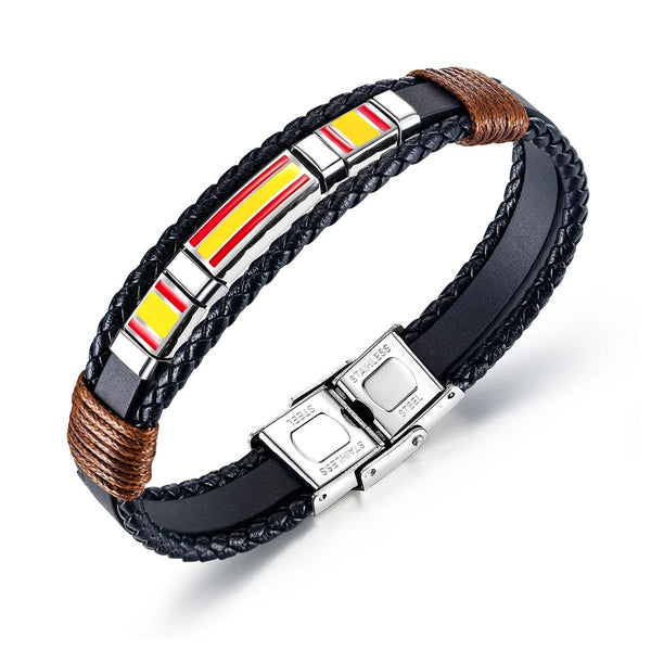 Unisex Black Leather Braided Bracelet