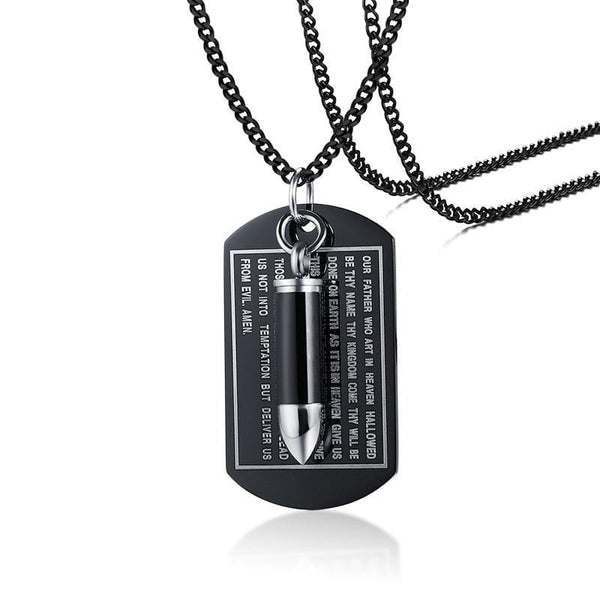 Stainless Steel Mens Openable Bullet Necklace