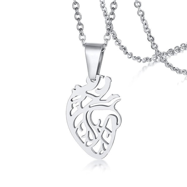 Stainless Steel Laser Cut Heart Necklace For Women