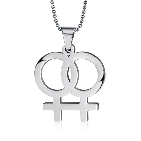 Stainless Steel Double Female Symbol Necklace
