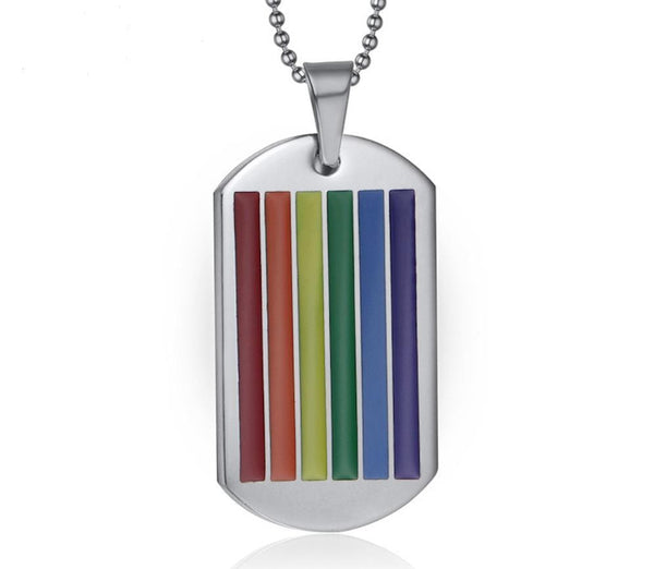 LGBT Flag Rainbow Pride DogTag Necklace