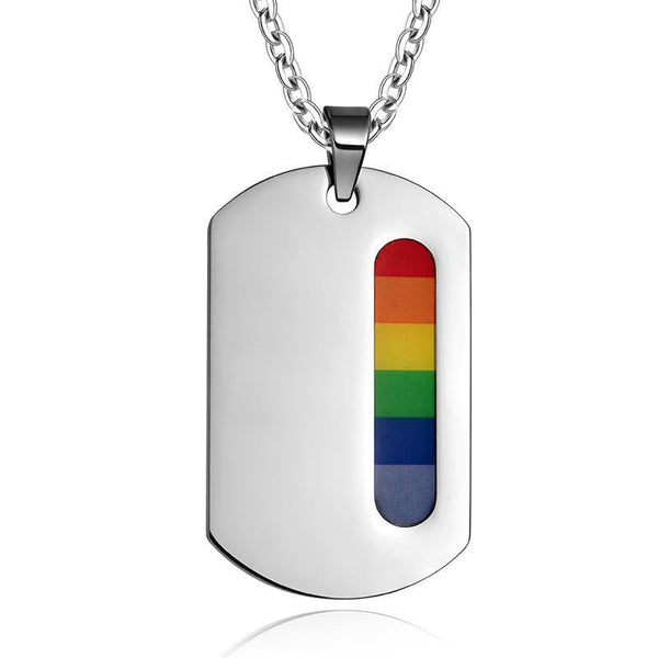Stainless Steel LGBT Pride Dog Tag Necklace