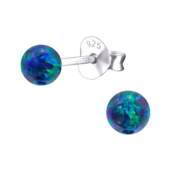 Sterling Silver Peacock Opal Ball Ear Studs