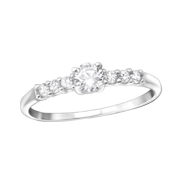 Sterling Silver Solitaire Engagement  Ring