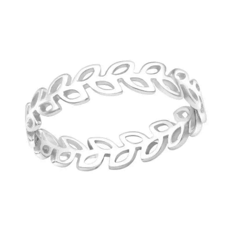 Silver Olive Branch Ring