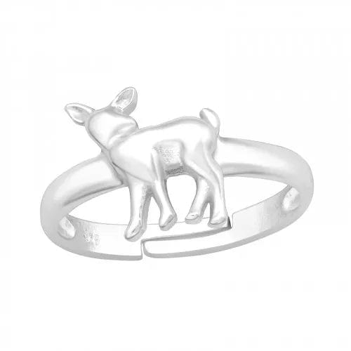 Kids Silver Deer Adjustable Ring