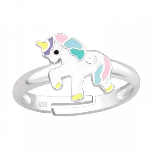 Kids Silver Unicorn Adjustable Ring with Epoxy