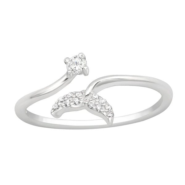 Silver Whale's Tail Cubic Zirconia Ring