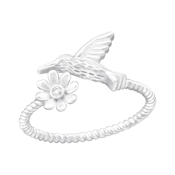 Silver Flower and Bird Ring