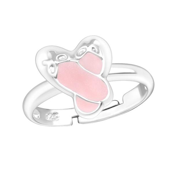 Children's Silver Shoes Adjustable Ring with Epoxy