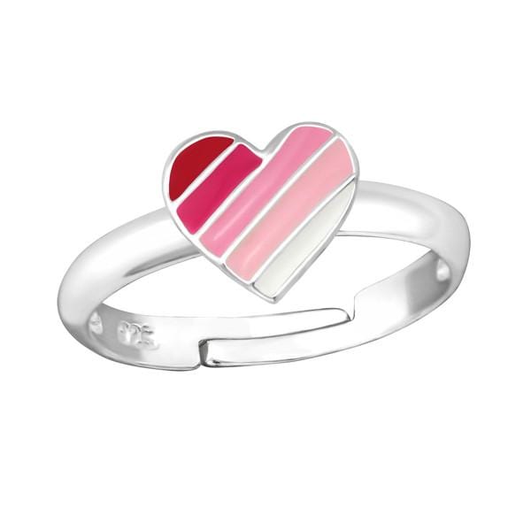 Kids Silver Heart Adjustable Ring