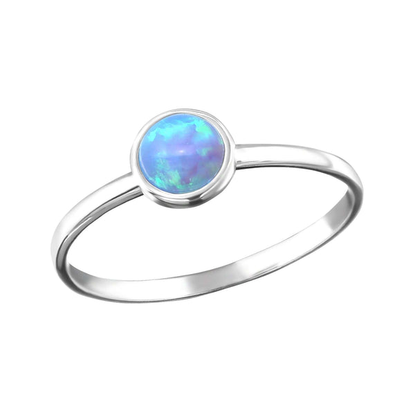 Silver Round Azure Ring
