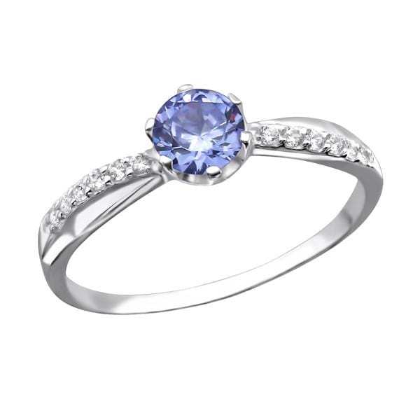 Silver Engagement Ring with Blue Gemstone