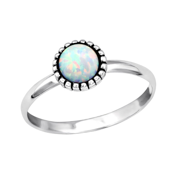 Silver  Fire Snow Round Ring