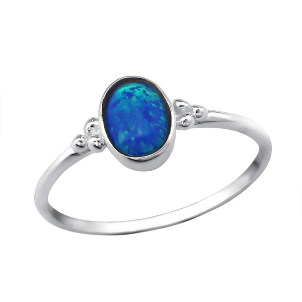 Silver Pacific Blue Oval Ring