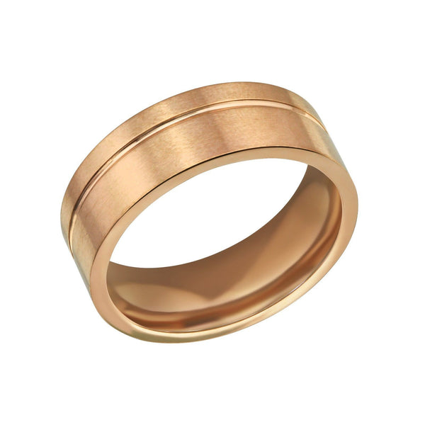 Rose Gold  Steel Line Band  Ring