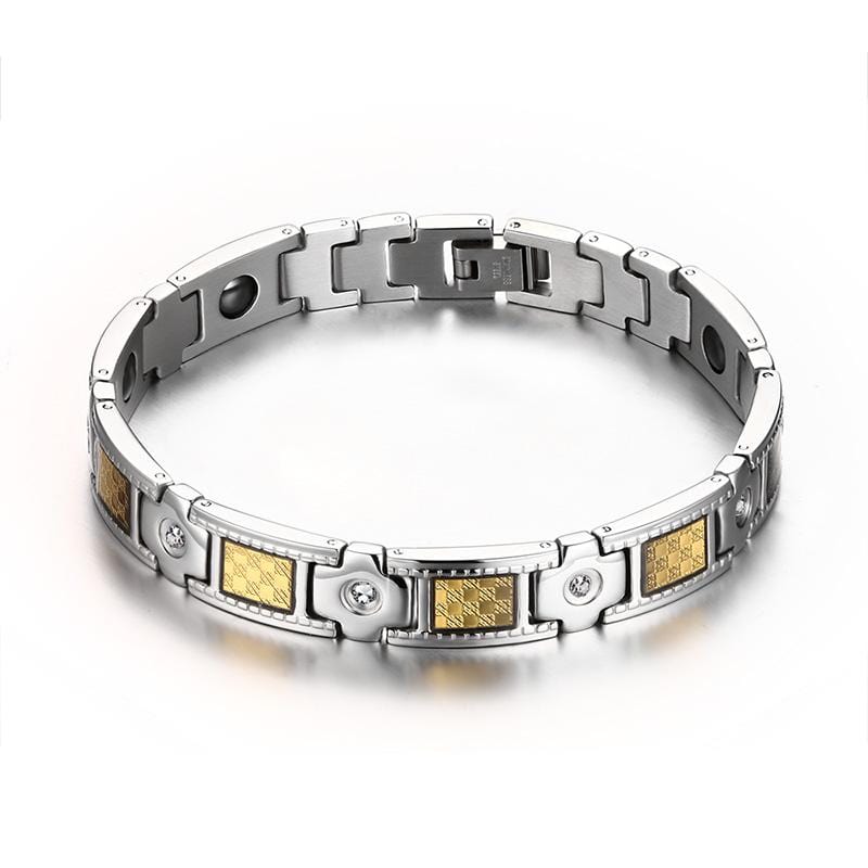 Stainless Steel Gold Mens Magnetic Bracelet