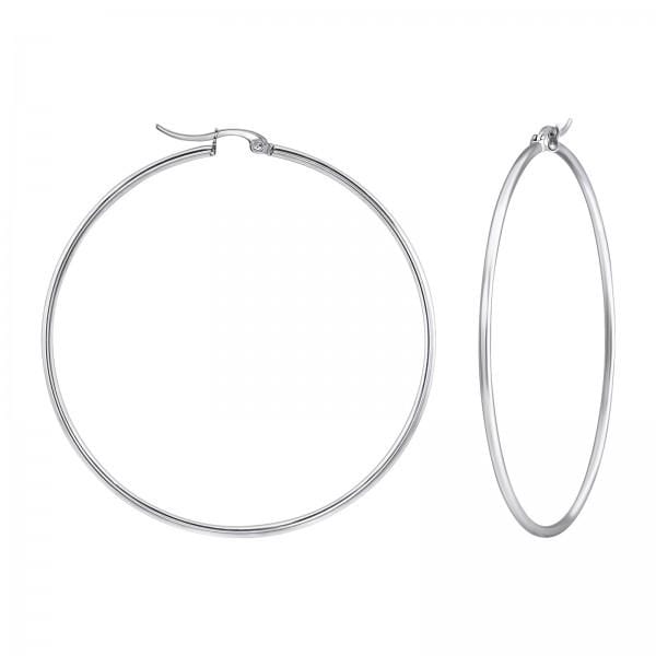 Large Steel Hoop Earrings 70 mm
