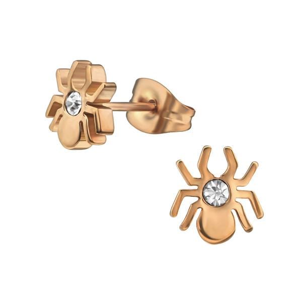 Rose Gold Spider Stud Earrings