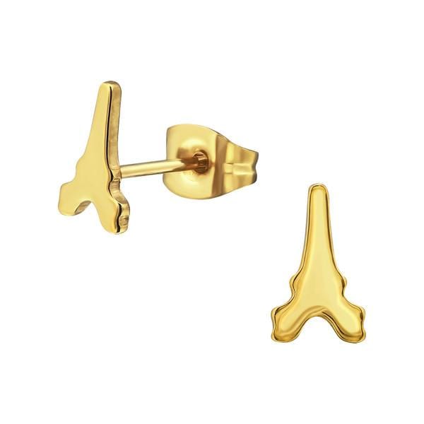 Gold Eiffel Tower Stud Earrings