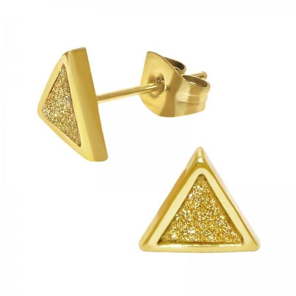 Gold Triangle Stud Earrings