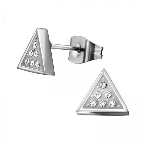 Crystal Steel Triangle Stud Earrings