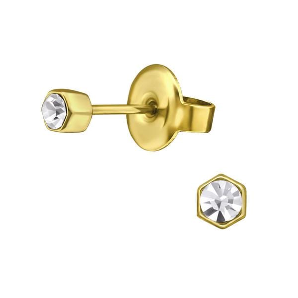 Steel Gold Hexagonstud Earring